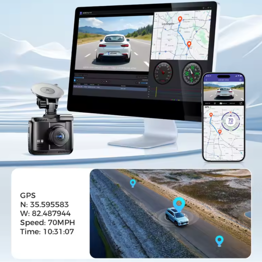 Dash Pilot R7 DUO PRO MAX 4K Ultra HD 2160P - Dashcam WIFI & GPS - WDR Technologie - 128 GB Card - Hardwire