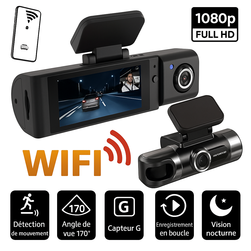 Dash Pilot V4 DUO PRO MAX 2.5K 1080P Rotation - Dashcam - WIFI6 & GPS - 128 GB - Hardwire