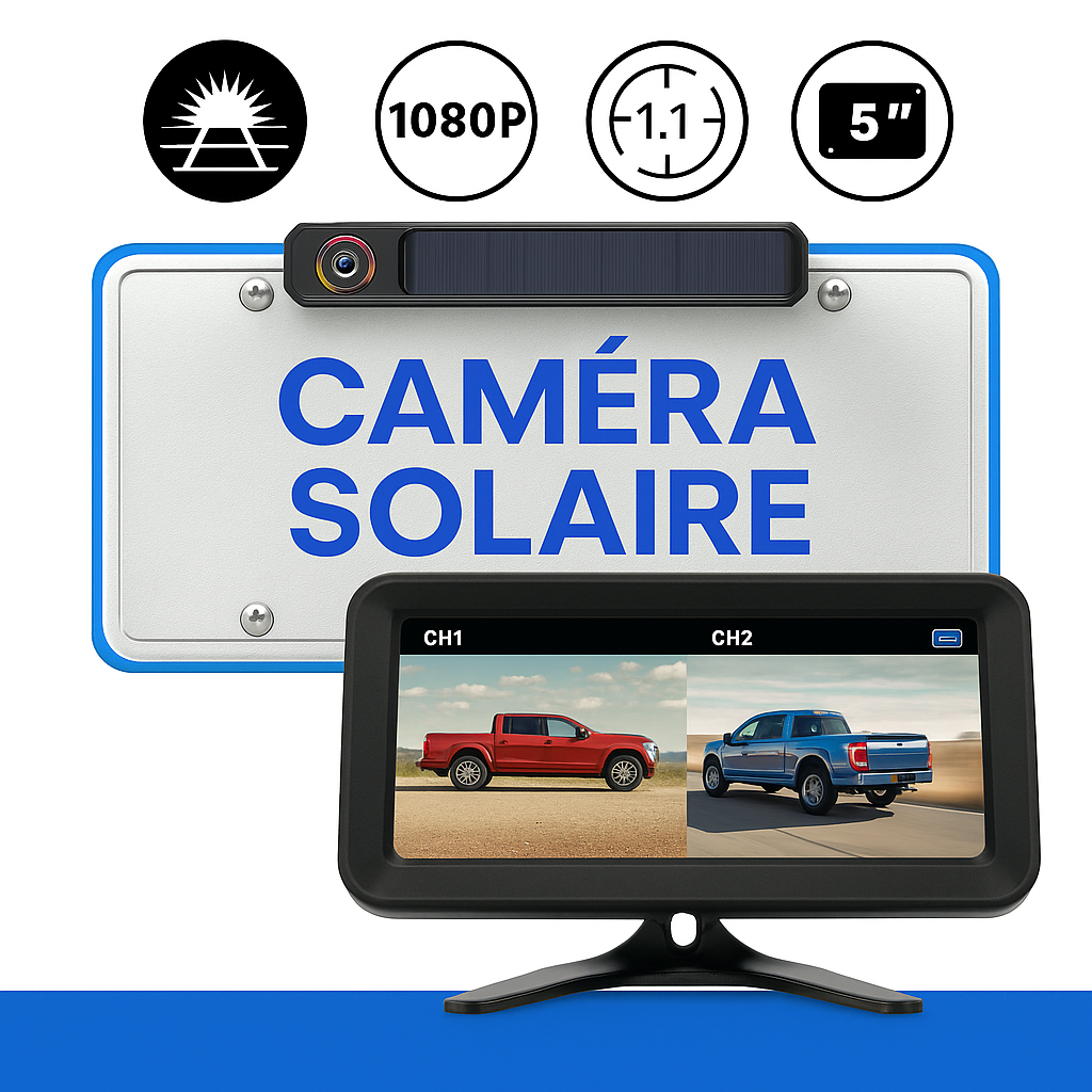 Dash Pilot Z5 1080P - Caméra de recul solaire - Moniteur 4.3''