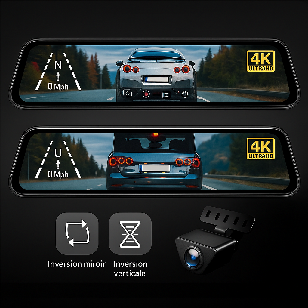 Dash Pilot X1 DUO PRO MAX 2.5K 1440P 1880P - Dashcam WIFI & GPS - Miroir intelligent - 128 GB - Hardwire