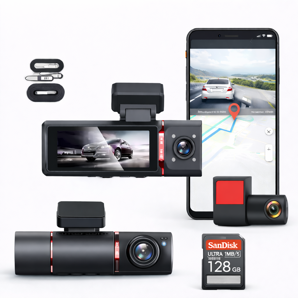 V4 DUO PRO MAX - Dashcam Avant/Arrière - Rotation - Carte SD - Kit filaire