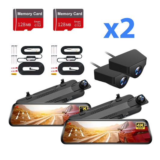 Pack X1 DUO PRO MAX 2.5K PRO 1440P 1080P - Dashcam WIFI & GPS - Miroir intelligent - 128 GB - Hardwire