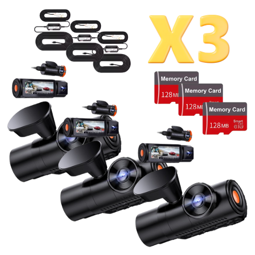 Pack V4 DUO PRO MAX 2.5K 1080P Rotation - Dashcam WIFI6 & GPS - 128 GB - Hardwire