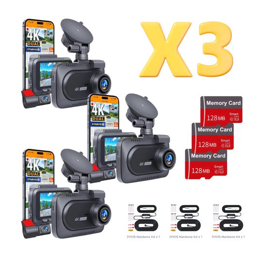 Dash Pilot Pack R7 PRO MAX 4K Ultra HD 2160P - DUO Dashcam WIFI & GPS - WDR Technologie - 128 GB - Hardwire