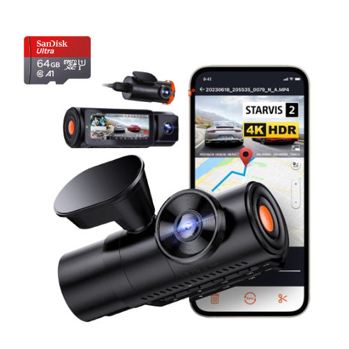 Dash Pilot V4 DUO PRO 2.5K 1080P Rotation - Dashcam WIFI6 & GPS - 64GB