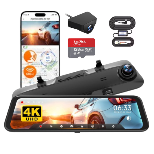 X1 DUO PRO+ MAX - Miroir intelligent Dashcam Avant/Arrière - Carte SD - Kit filaire