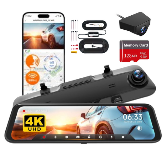Dash Pilot X1 DUO PRO MAX 2.5K 1440P 1880P - Dashcam WIFI & GPS - Miroir intelligent - 128 GB - Hardwire