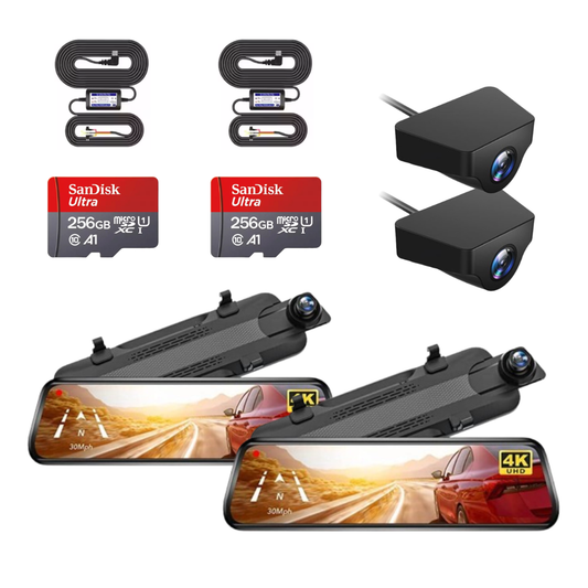 PACK X1 DUO PRO+ MAX - Miroir intelligent - Dashcam Avant/Arrière - Carte SD - Kit filaire