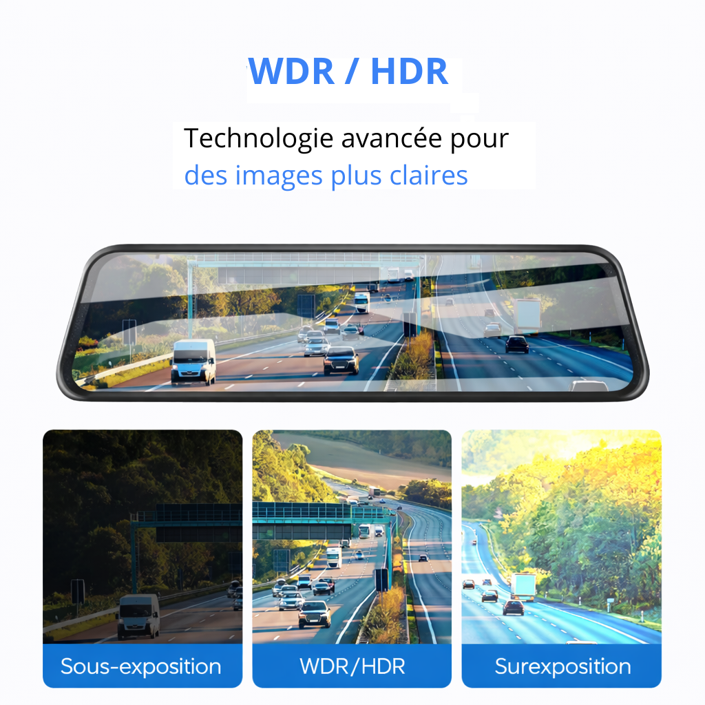 X1 DUO PRO+ MAX - Miroir intelligent Dashcam Avant/Arrière - Carte SD - Kit filaire