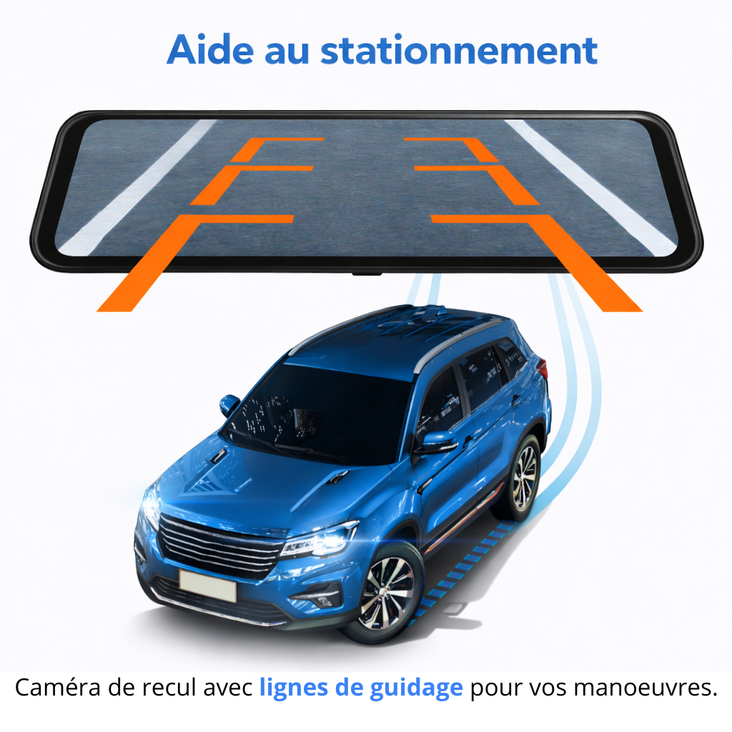 X1 DUO PRO+ MAX - Miroir intelligent Dashcam Avant/Arrière - Carte SD - Kit filaire