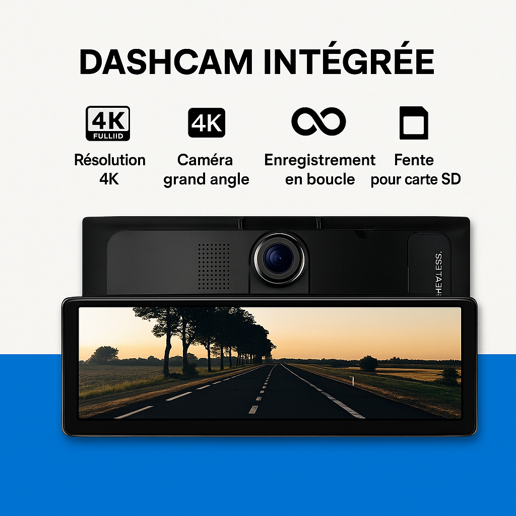 Dash Pilot Pack S3 DUO PRO 4K 2160P 1080P - Dashcam CarPlay Tablette - 720 IPS WIFI & GPS - 128 GB