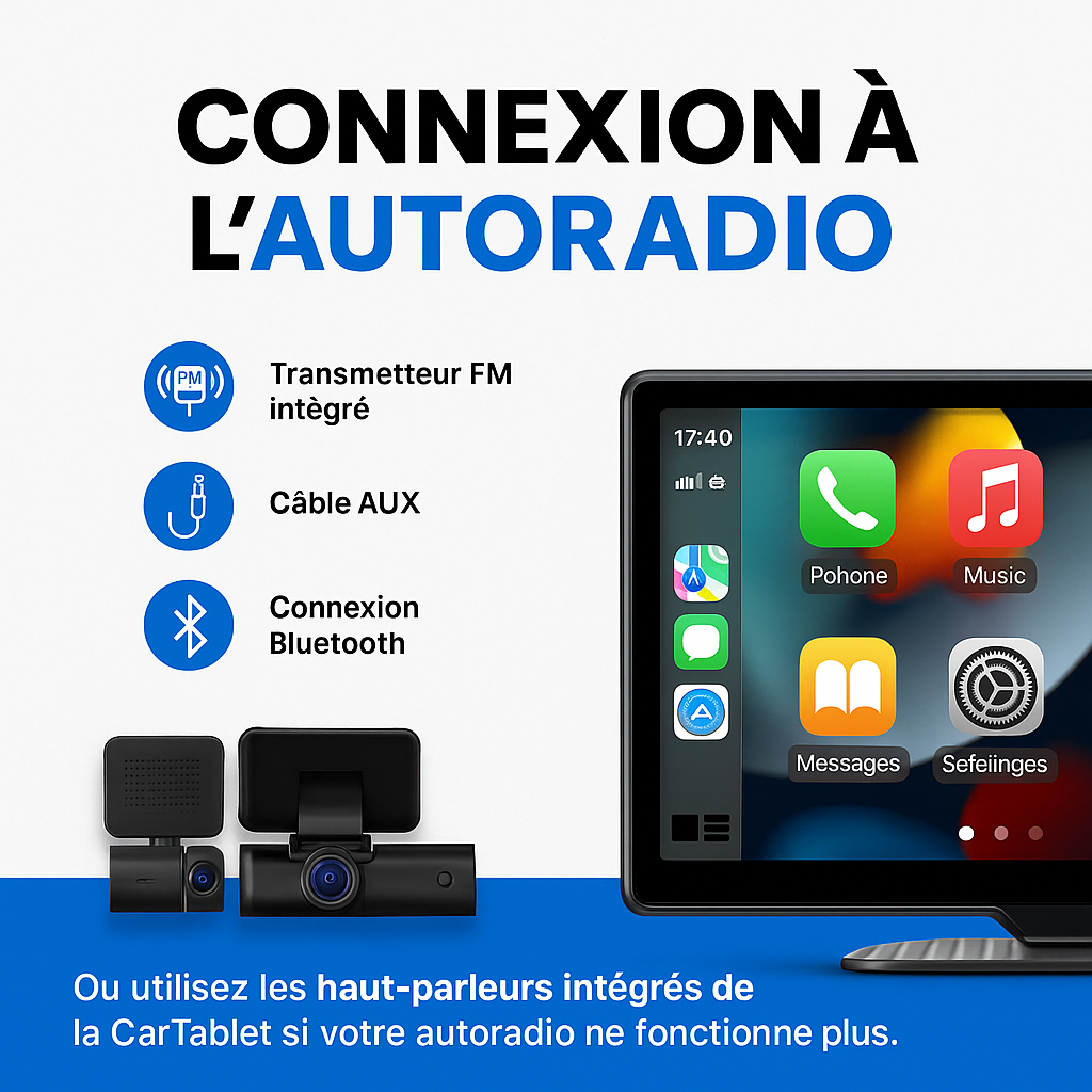 Dash Pilot Pack S3 DUO PRO 4K 2160P 1080P - Dashcam CarPlay Tablette - 720 IPS WIFI & GPS - 128 GB